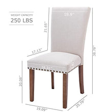 COLAMY Upholstered Parsons Dining Chairs Set of 6, Fabric Dining Room Kitchen Side Chair with Nailhead Trim and Wood Legs - Beige