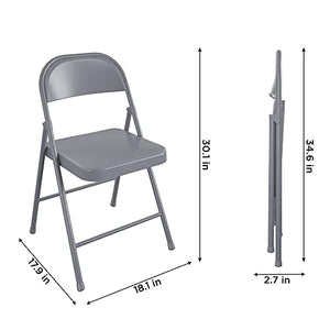 CoscoProducts COSCO SmartFold All-Steel Folding Chair, 4-Pack, Grey