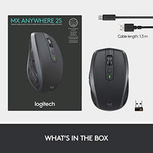 Logitech MX Anywhere 2S Wireless Mouse Use On Any Surface, Hyper-Fast Scrolling, Rechargeable, Control Up to 3 Apple Mac and Windows Computers and Laptops (Bluetooth or USB), Graphite