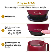 Nextmug - Temperature-Controlled, Self-Heating Coffee Mug (Burgundy - 14 oz.)