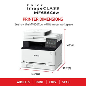 Canon Color imageCLASS MF656Cdw - All in One, Duplex, Wireless Laser Printer with 3 Year Limited Warranty, White