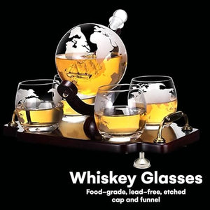 Whiskey Decanter Globe Decanter and Glass Set