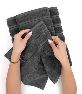 American Soft Linen Luxury 6 Piece Towel Set, 2 Bath Towels 2 Hand Towels 2 Washcloths, 100% Turkish Cotton Towels for Bathroom, Gray Towel Sets