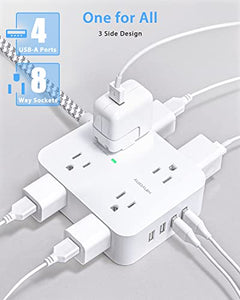 Surge Protector Power Strip - 8 Outlets with 4 USB Charging Ports
