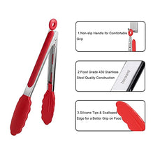 3in1 Silicone Kitchen Cooking Tongs Set, Stainless Steel