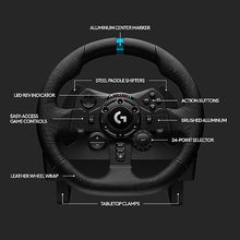 Logitech G923 Racing Wheel and Pedals, TRUEFORCE up to 1000 Hz Force Feedback, Responsive Driving Design, Dual Clutch Launch Control, Genuine Leather Wheel Cover, for PS5, PS4, PC, Mac - Black