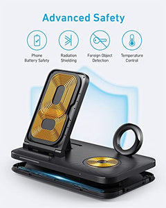 Anker Foldable 3-in-1 Wireless Charging Station with Adapter, Wireless Charger (Works with Original 1m/3.3ft USB-A Cable, Not Included)