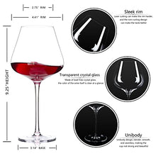 BACLIFE Hand Blown Red Wine Glasses Set of 4