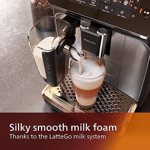 PHILIPS 3200 Series Fully Automatic Espresso Machine - LatteGo Milk Frother, 5 Coffee Varieties, Intuitive Touch Display, Black, (EP3241/54)