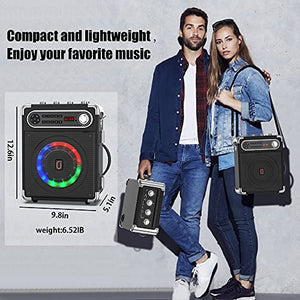 JYX Karaoke Machine with Two Wireless Microphones, Portable Bluetooth Speaker with Bass/Treble Adjustment, PA System with Remote Control, LED Lights,Supports TF Card/USB, AUX IN, FM, REC,TWS for Party