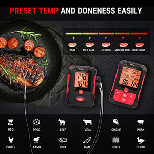 TempPro Wireless Meat Thermometer for Grill with Dual Meat Probe, Remote Meat Thermometer Wireless with Alarm