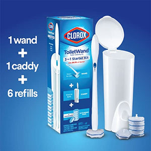 Original Clorox Cleaning System, ToiletWand, Storage Caddy, 6 Refill Heads (Package May Vary)