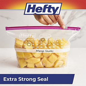 Hefty Slider Storage Calendar Bags, Half-Gallon Size, 128 Count