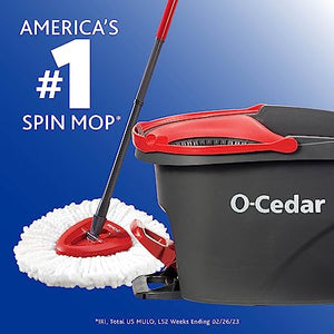 O-Cedar Easywring Microfiber Spin Mop & Bucket Floor Cleaning System with 1 Extra Refill,Red / Gray