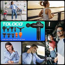 TOLOCO Massage Gun Deep Tissue, Back Massage Gun for Athletes for Pain Relief, Percussion Massager with 10 Massages Heads & Silent Brushless Motor, Christmas Gifts for Men&Women, Black