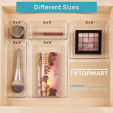 Vtopmart 25 PCS Clear Plastic Drawer Organizers Set, 4-Size Versatile Bathroom and Vanity Drawer Organizer Trays, Storage Bins for Makeup, Bedroom, Kitchen Gadgets Utensils and Office