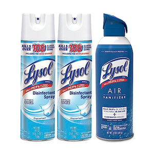 Lysol Bundle containing x2 Lysol Disinfectant Spray for Hard and Soft Surfaces, Crisp Linen, 19 Fl. Oz + Lysol Air Sanitizer Spray, For Air Sanitization and Odor Elimination, White Linen, 10 Fl. Oz