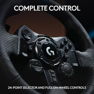 Logitech G923 Racing Wheel and Pedals, TRUEFORCE up to 1000 Hz Force Feedback, Responsive Driving Design, Dual Clutch Launch Control, Genuine Leather Wheel Cover, for PS5, PS4, PC, Mac - Black