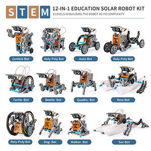TEMI STEM Solar Robot Kit for Kids, 12-in-1 Educational STEM Science Experiment Toys, Solar Powered Building Kit DIY for 8 9 10 11 12 13 Years Old Boys & Girls Kids Toy