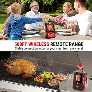 TempPro Wireless Meat Thermometer for Grill with Dual Meat Probe, Remote Meat Thermometer Wireless with Alarm