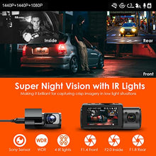 Vantrue N4 3 Channel Dash Cam, 4K+1080P Front and Rear, 1440P+1440P Front and Inside, 1440P+1440P+1080P Three Way Triple Car Camera, IR Night Vision, 24 Hours Parking Mode, Support 256GB Max