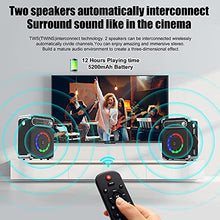 JYX Karaoke Machine with Two Wireless Microphones, Portable Bluetooth Speaker with Bass/Treble Adjustment, PA System with Remote Control, LED Lights,Supports TF Card/USB, AUX IN, FM, REC,TWS for Party