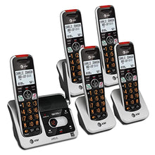 AT&T BL102-5 DECT 6.0 5-Handset Cordless Phone for Home with Answering Machine, Call Blocking, Caller ID Announcer, Audio Assist, Intercom, and Unsurpassed Range, Silver/Black