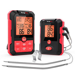 TempPro Wireless Meat Thermometer for Grill with Dual Meat Probe, Remote Meat Thermometer Wireless with Alarm